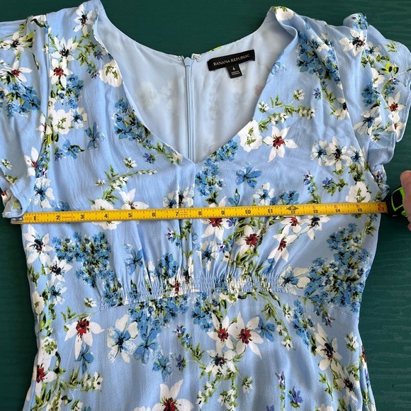 Banana Republic Floral Maxi Dress Size 6 Light Blue Summer Cocktail ECOVERO - Picture 10 of 11